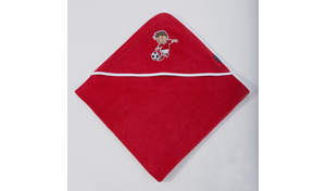 Morgenstern Kapuzenhandtuch 100x100, Morgenstern, Bio Baumwolle, Fussball, rot