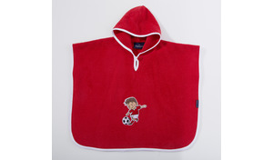 Morgenstern Badeponcho 1-3 Jahre, Bio Baumwolle, Fussball, rot