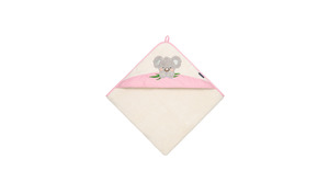 Kapuzenhandtuch 100x100, reine Baumwolle, Koala, rosa