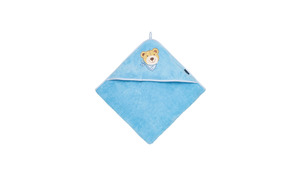 Morgenstern Kapuzentuch, Kapuzenhandtuch Bär, Luxus Baumwolle, blau